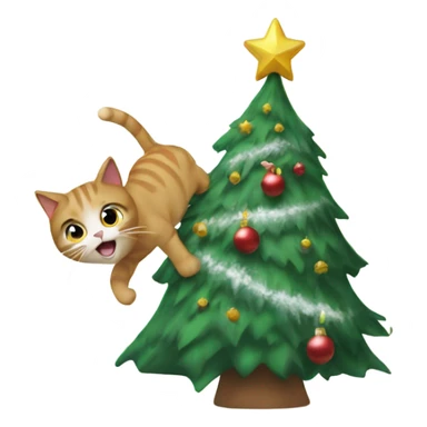Cat knocking over a Christmas tree sticker