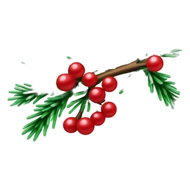 Pine branch with red berries and green needles, winter vibe sticker