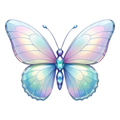 Pastel white iridescent glass crystal butterfly sticker