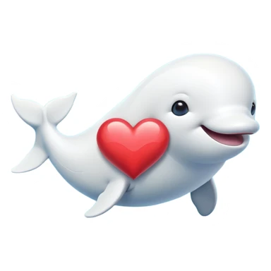 Baluga whale with a heart sticker