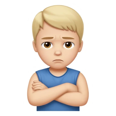 Child pouting with arms crossed sticker