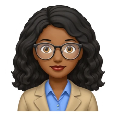 Black women teacher with black long  wavy hair sticker