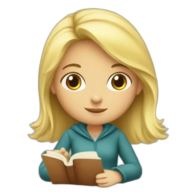 A blonde girl studying sticker