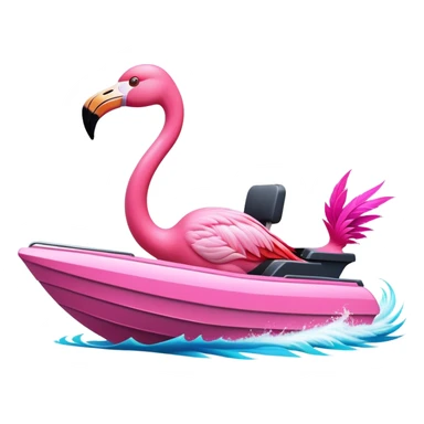 Flamingo driving a power boat sticker