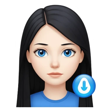 Mujer blanca con pelo negro liso largo sticker