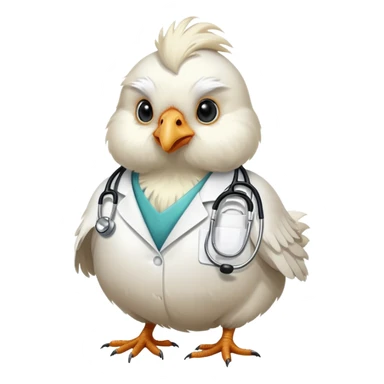 A white Silkie Bantam chicken wearing a doctor's stethoscope. sticker