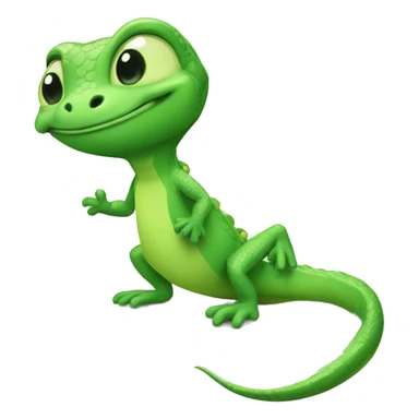 cute green lizard full body with green hearts sticker