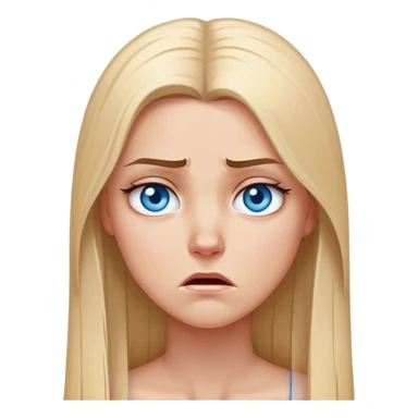 beautiful white girl with long straight blonde hair blue eyes sad angry upset hurt mad sticker