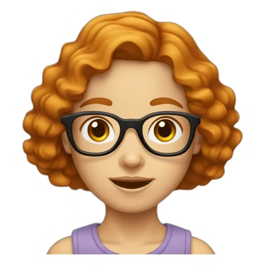 caucasian girl with short wavy ginger hair and square glasses sticker