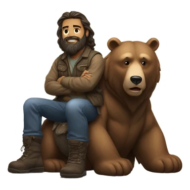 Bearded Man riding a bear sticker
