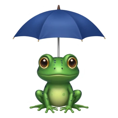 Frog hold small dark blue umbrella sticker