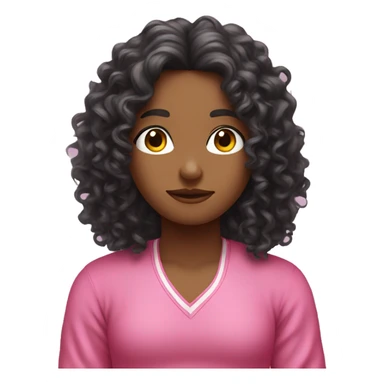 Curly Dark long hair meditation pink clothes seat eyes clothes sticker