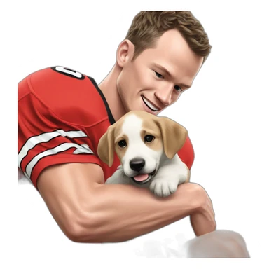 Jonathan Toews playing with a puppy sticker