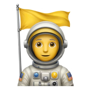 old astronaut with yellow flag in hand sticker