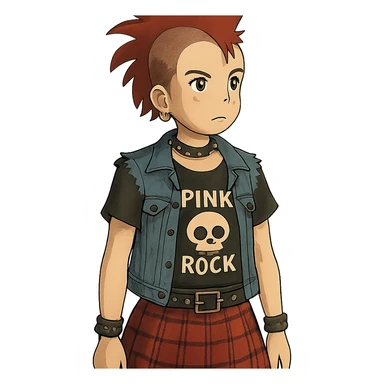 ghibli style punk rock girl sticker