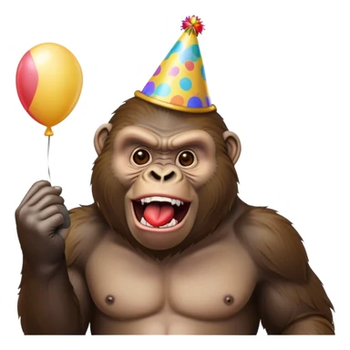Gorilla with a party hat, and a balloon yelling ￼ sticker