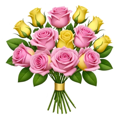 A mixed bouquet of pink roses and yellow lisianthus sticker