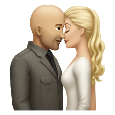Bald man blonde woman kiss sticker