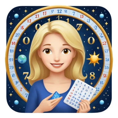 A woman looking at her astrological calendar happy sticker