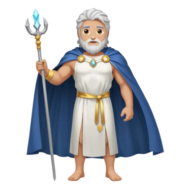fullbody silverhair shirtless god ZEUS, white robe over shoulder and cape, standing still sticker