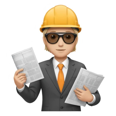 mach mir einen Trader der an der börse handelt mit anzug und einem bauarbieter helm und einem bauplan in der hand sticker