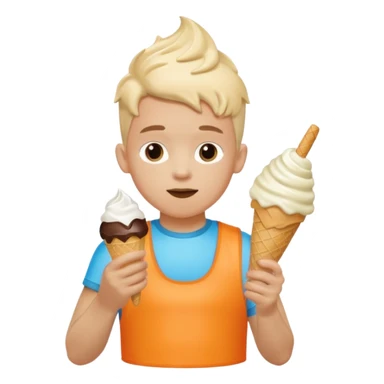 boy kid wearing arm floaties, eating ice cream sticker