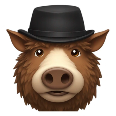 fullface emotionless big brown boar with black winter hat sticker