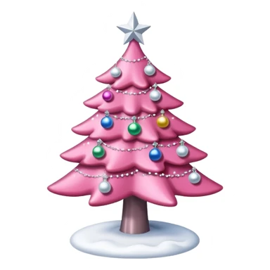 A pink Christmas tree with snow White glitter decorations sticker