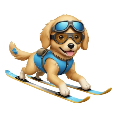 dog skiing  sticker