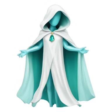 faceless mannequin flapping aquamarine gemstone white cape sticker