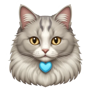 a very fluffy big grey and white cat sitting regally sticker