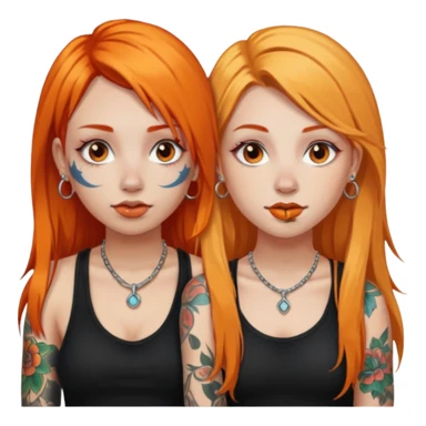 two girls with septum piercings and tattoos one girl has orange hair, and the other girl has long blonde hair sticker