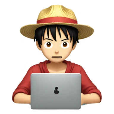 luffy work on the computer sticker