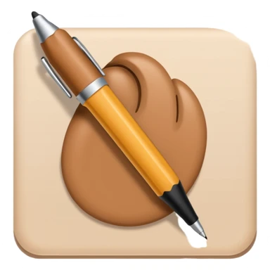 writing hand (✍🏻) + beige pen sticker