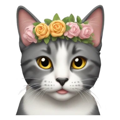 cat wearing a flower crown sticker