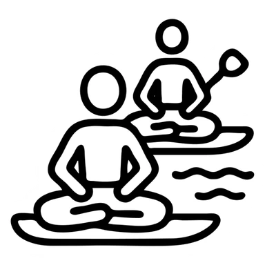 icon on the theme of yoga paddle boarding classes.  sticker