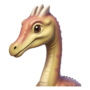 Cinematic Cute Brachiosaurus Portrait Emoji, Head tilted playfully with a warm, endearing smile, featuring a diminutive, almost whimsical head atop an impressively long neck and a sturdy, gentle body, adorned in soft, pastel earthy hues, Simplified yet irresistibly adorable features, highly detailed, glowing with a tender, inviting glow, high shine, affectionate and lively, stylized with a touch of prehistoric whimsy, soft glowing outline, capturing the essence of a playful Brachiosaurus that seems as if it could amble out of the screen into your arms! sticker