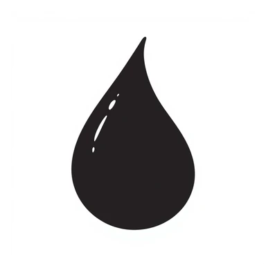 hand-drawn black outline teardrop, minimal sticker