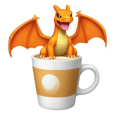 cute orange charizard drink a coffee sticker
