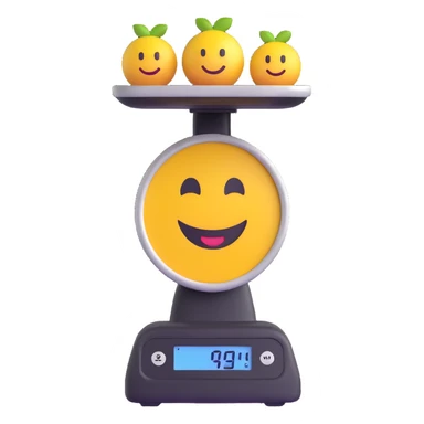 kitchen scale with a cheerful smiley face on the display sticker