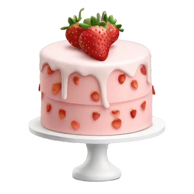 Light Pink strawberries and cream birthday cake  sticker