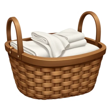 A woven Brown basket with fresh washed linen, white towels  sticker