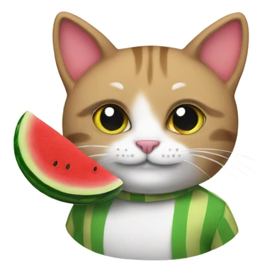 cat with watermelon coloring book sticker