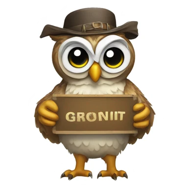 Owl holding rigged sign  sticker