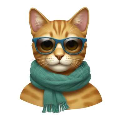 Cat wearing sunglasses and scarf sticker