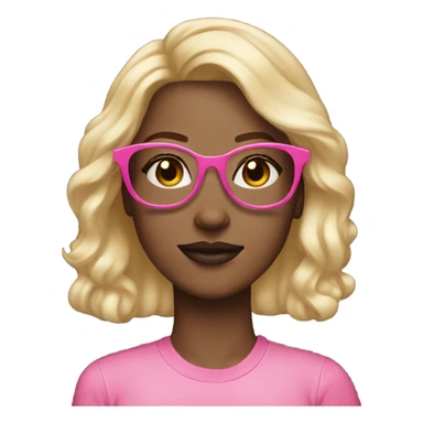 blonde with brown eyes wearing pink glasses light-skinned and pink lips and freckles  sticker