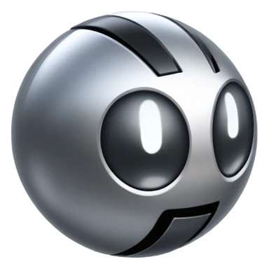 shiny metal ball that has the smooth, reflective surface of steel, with Kirby-style eyes—those simple, oval, black eyes with a white highlight, giving it a cute and expressive look. Now, this metal ball has four car wheels attached to it sticker