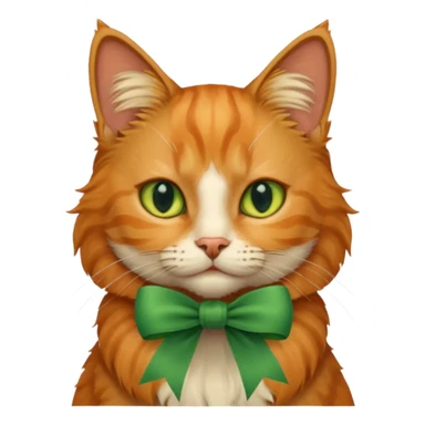 cat with green ribbon on ear sticker