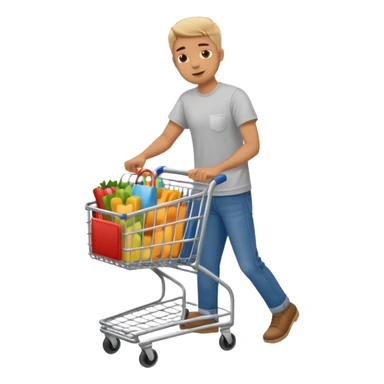 man-with-a-shopping-cart-full-body sticker
