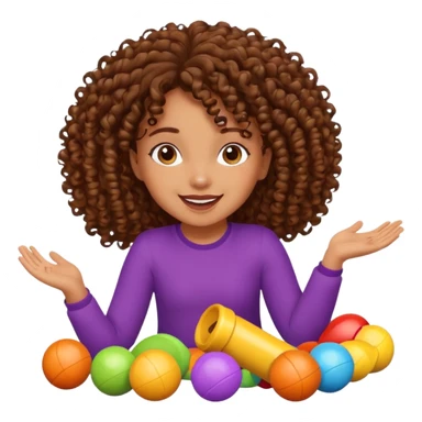 brown girl with curly hair playing with toys on the floor sticker